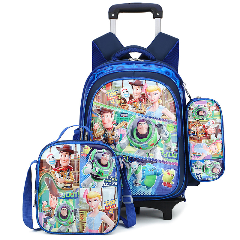 3 في 1 3D Cartoon Trolley School Backpack Set للمدرسة الابتدائية