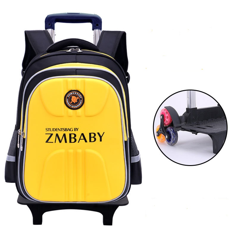 yellow student wheeled school bag for kids