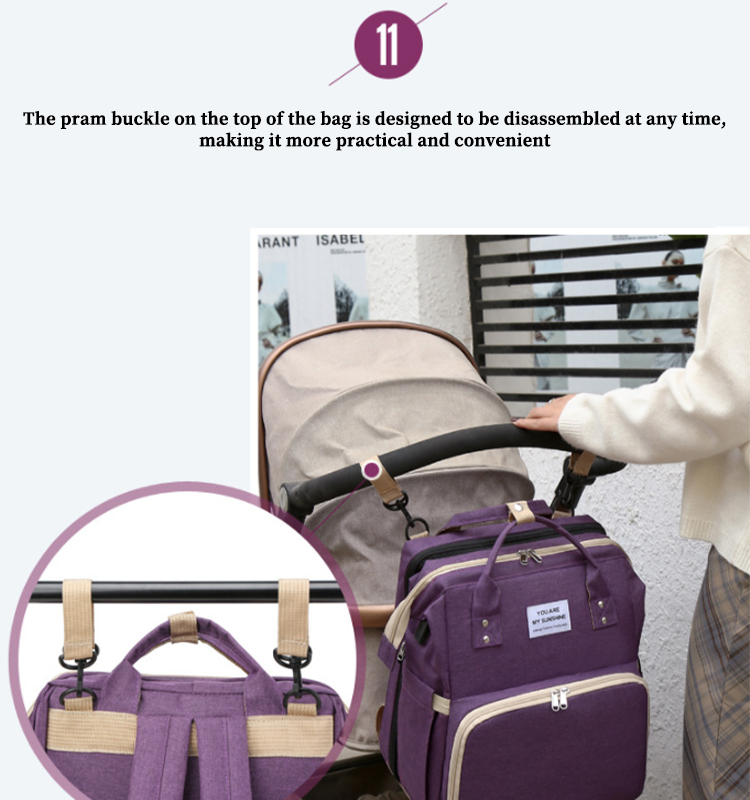 حقيبة الحفاض حقيبة مع ربط عربة