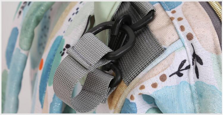 حقيبة حفاضات الظهر مع ربط عربة