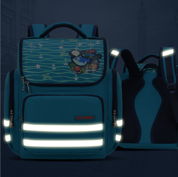 حقيبة مدرسية للأطفال مع شريط عاكس