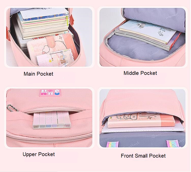 بنية جيب حقيبة الظهر الترفيه للبنات المدرسية للمدرسة المتوسطة