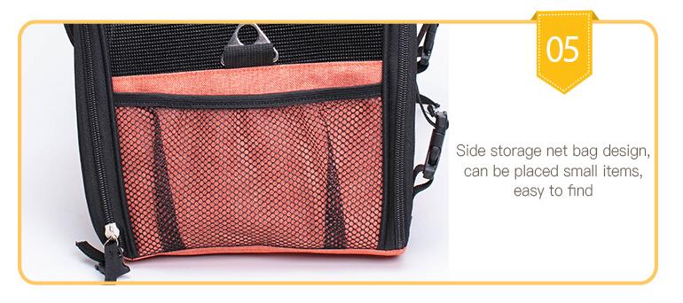 حقيبة حاملة الحيوانات الأليفة مع شبكة جانبية