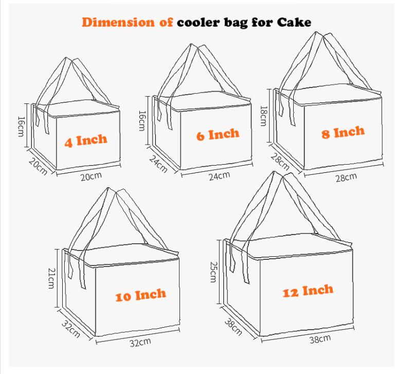 حجم مختلف من كيس تبريد تسليم الأغذية