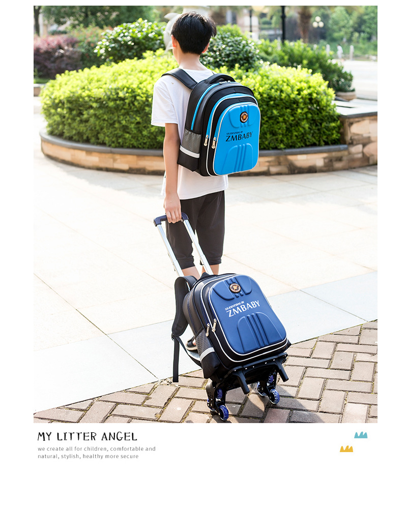 model show of Student wheeled school bag 3