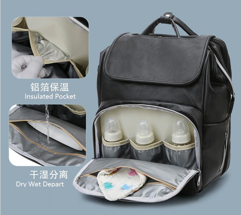 بو الجلود الأم حقيبة الظهر مع جيب معزول