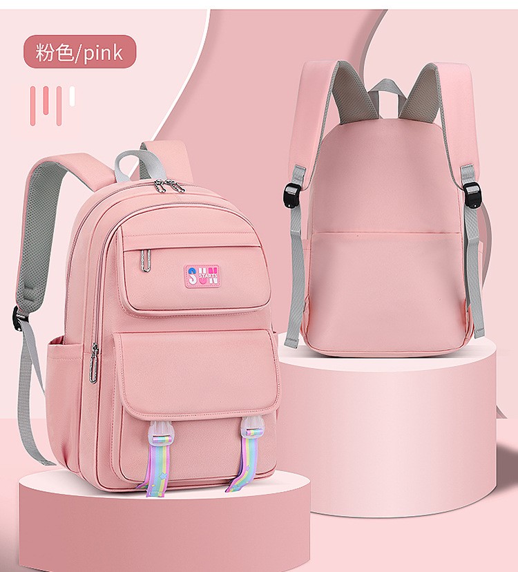 لون وردي للترفيه حقيبة الظهر للبنات المدرسية للمدرسة المتوسطة