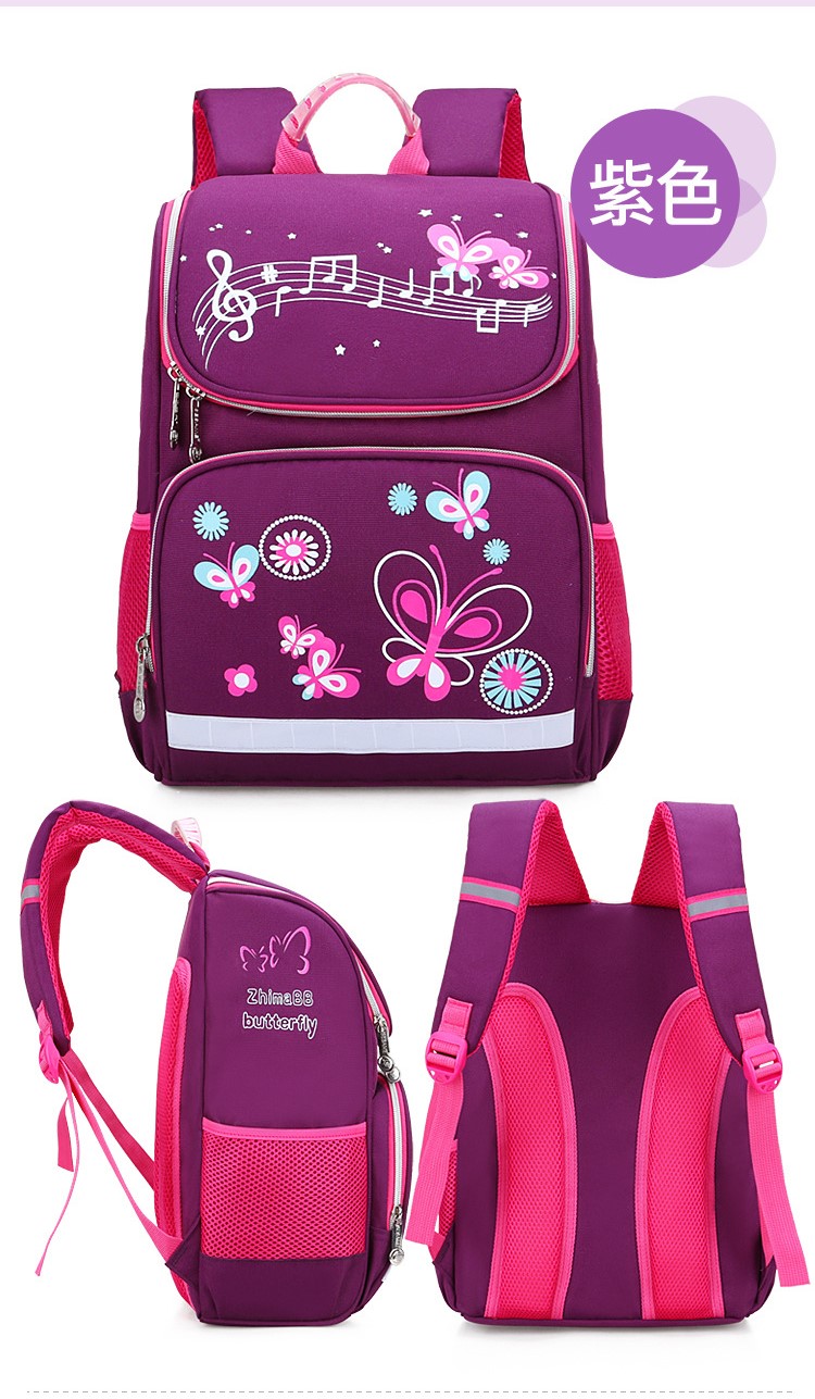 اللون الأرجواني للأطفال حقيبة مدرسية حقيبة للطلاب الابتدائي