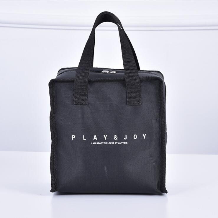 الترويجية الأسود المحمولة البوليستر الحرارية حقيبة الغداء