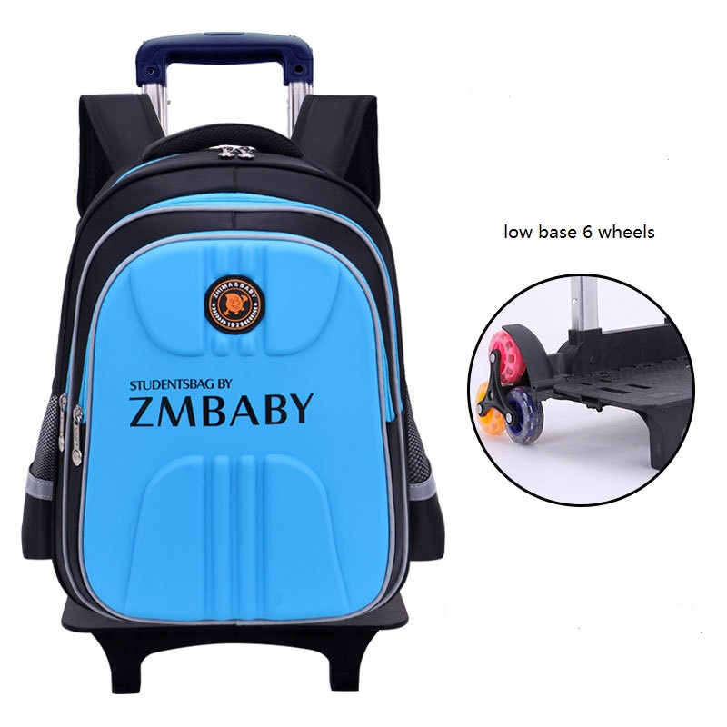 sky blue student wheeled school bag for kids