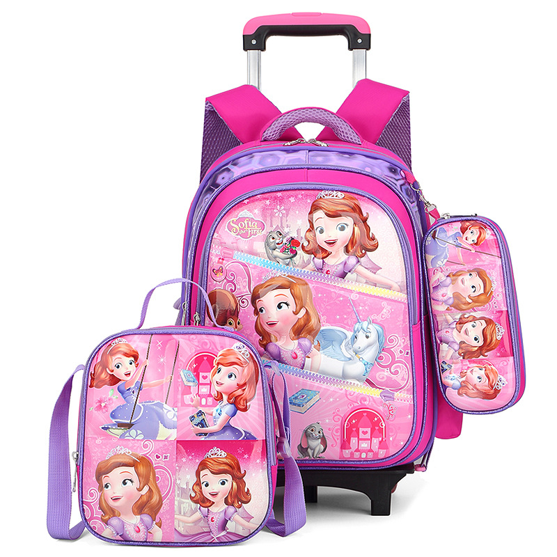 3 في 1 3D Cartoon Trolley School Backpack Set للمدرسة الابتدائية