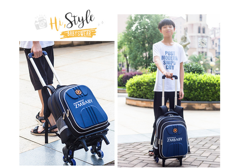 model show of Student wheeled school bag 2