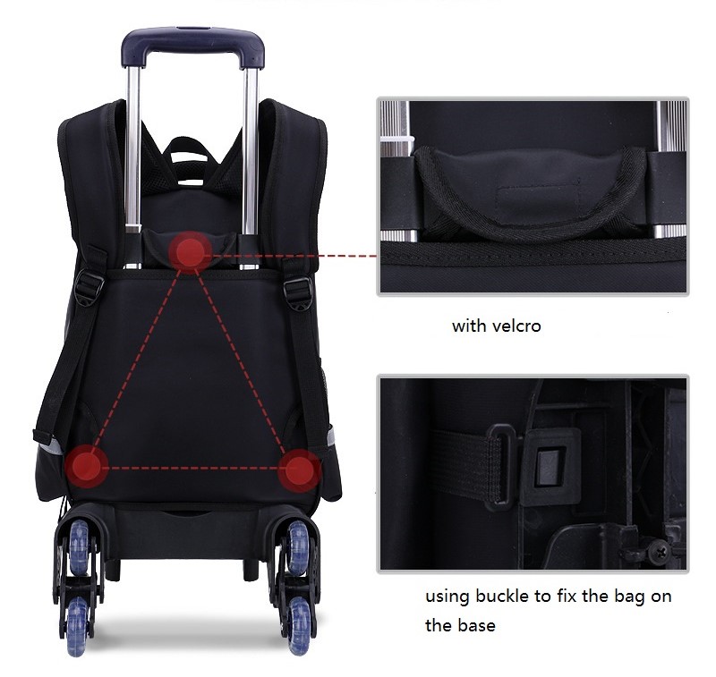back side of wheeled school bag