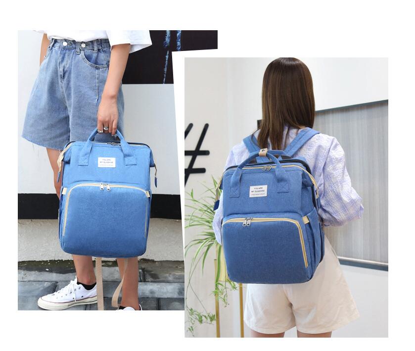 حقيبة ظهر حفاضات الطفل الأزرق