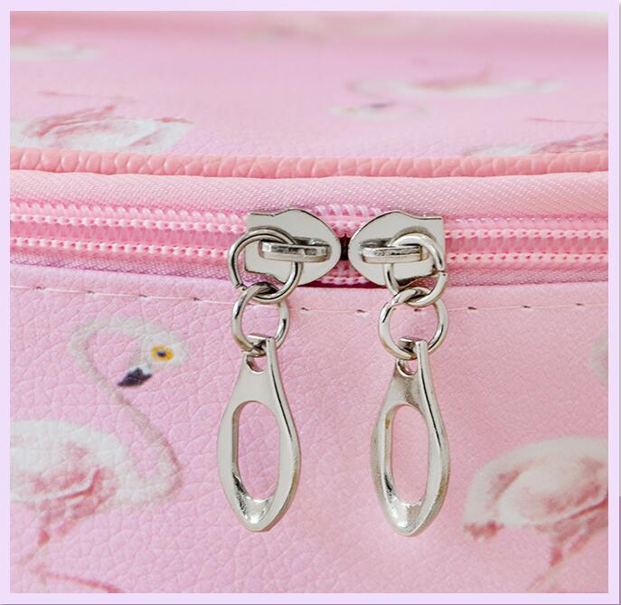 بو حقيبة مستحضرات التجميل مع سستة مزدوجة