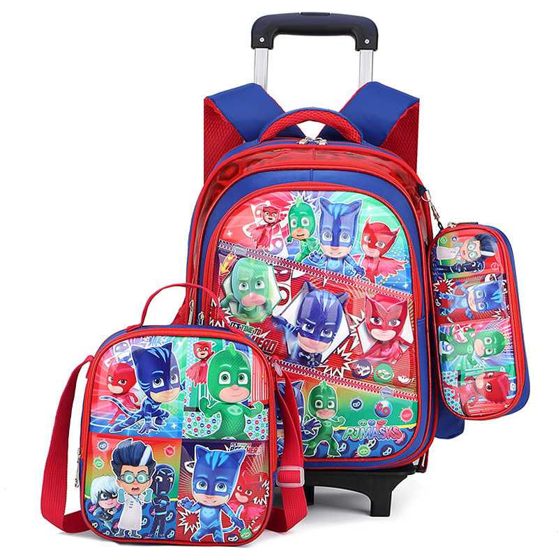 3 في 1 3D Cartoon Trolley School Backpack Set للمدرسة الابتدائية