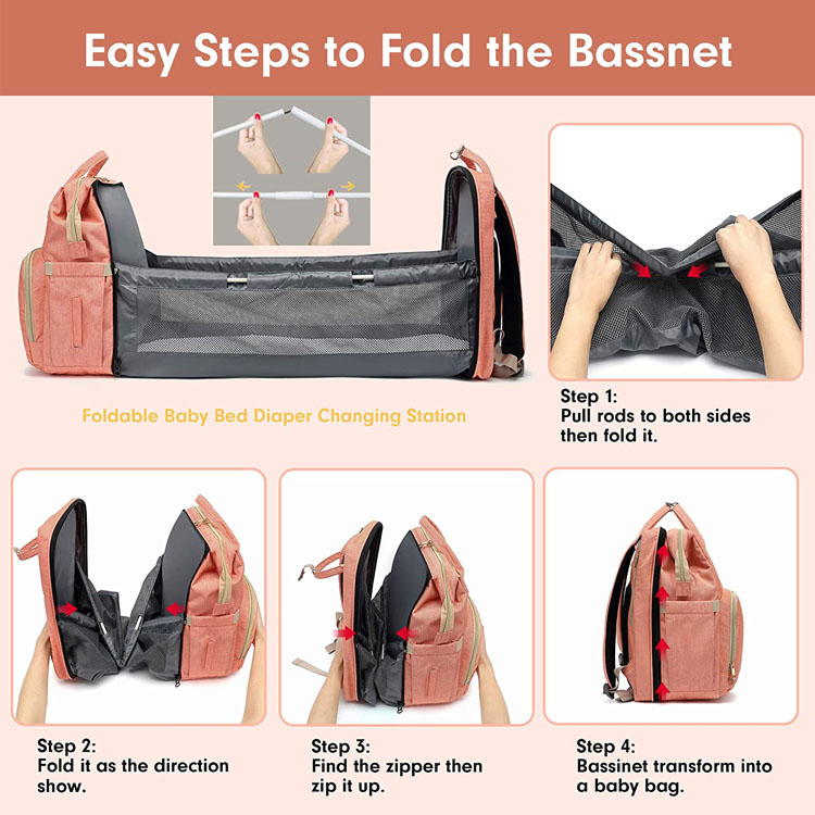 حقيبة الظهر حفاضات الطفل قابلة للطي