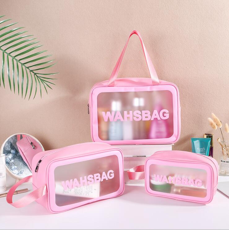 الوردي PVC المرأة حقيبة غسل التجميل