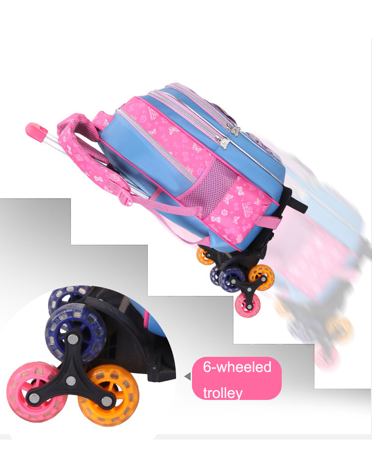 6 عجلات مجموعة حقيبة الظهر المدرسية