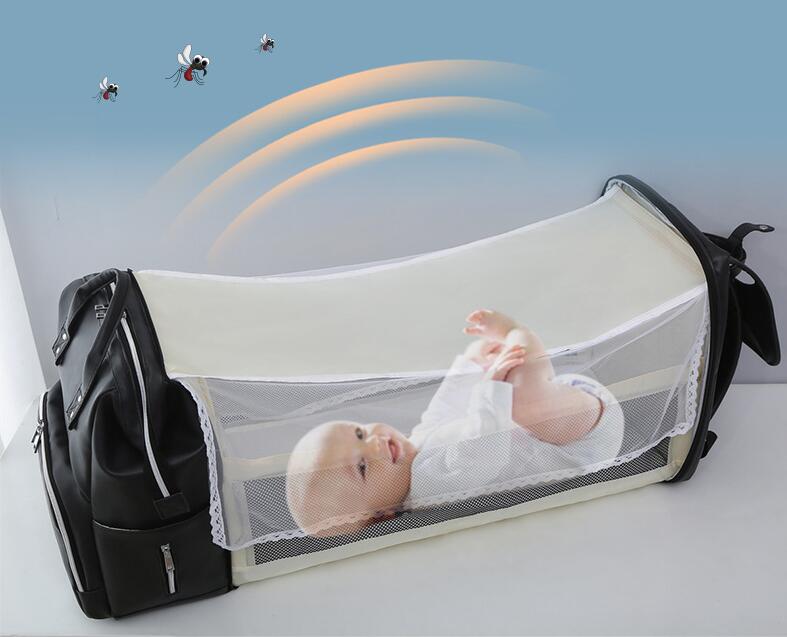 بو الجلود حقيبة الظهر حقيبة الظهر مع سرير الطفل