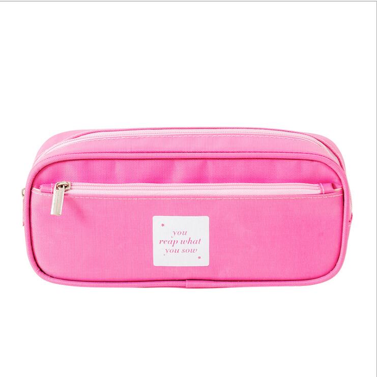 الوردي من اثنين من طبقات قماش قلم رصاص حقيبة القرطاسية للطلاب