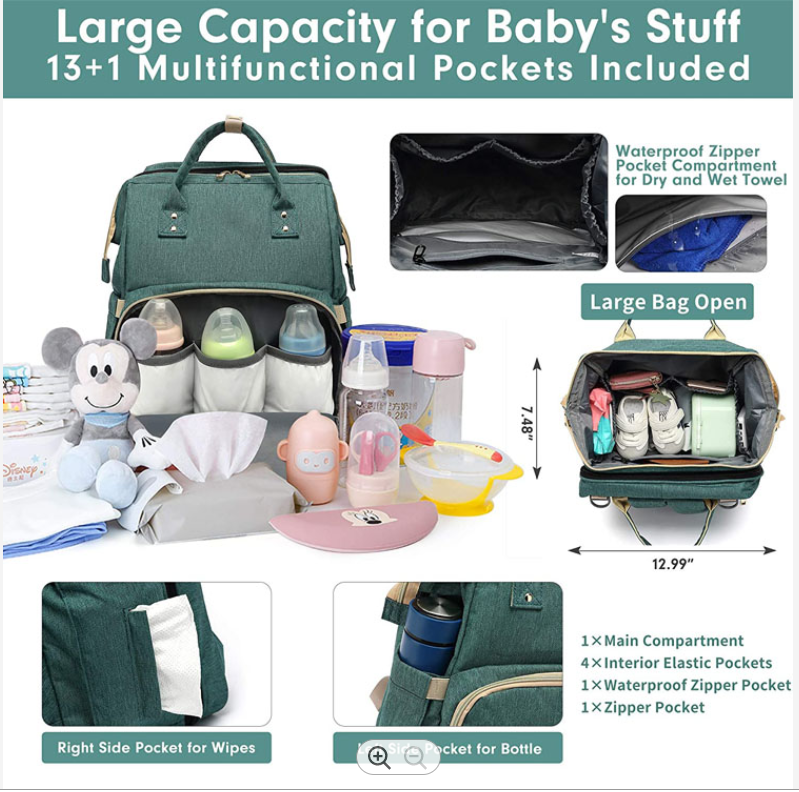 حقيبة حفاضات الطفل سعة كبيرة