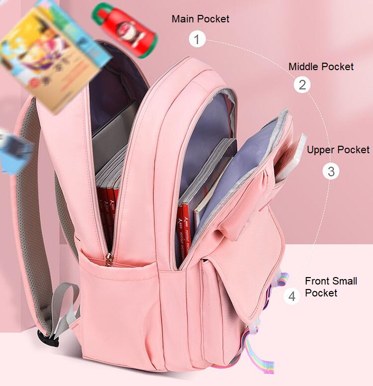 هيكل حقيبة الظهر الترفيه للبنات المدرسية للمدرسة المتوسطة